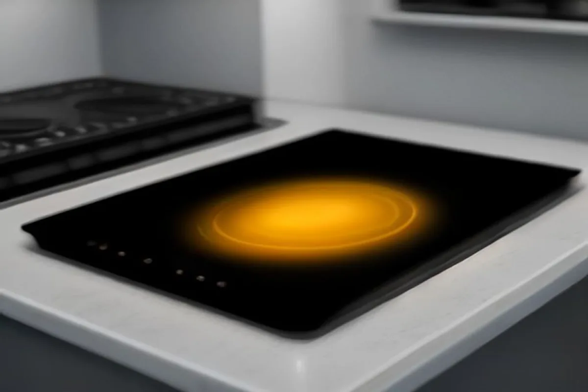 Glass-top induction cooktop in a kitchen