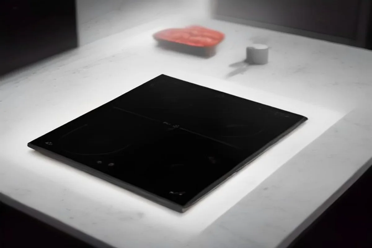Black glass induction cooktop with touch controls